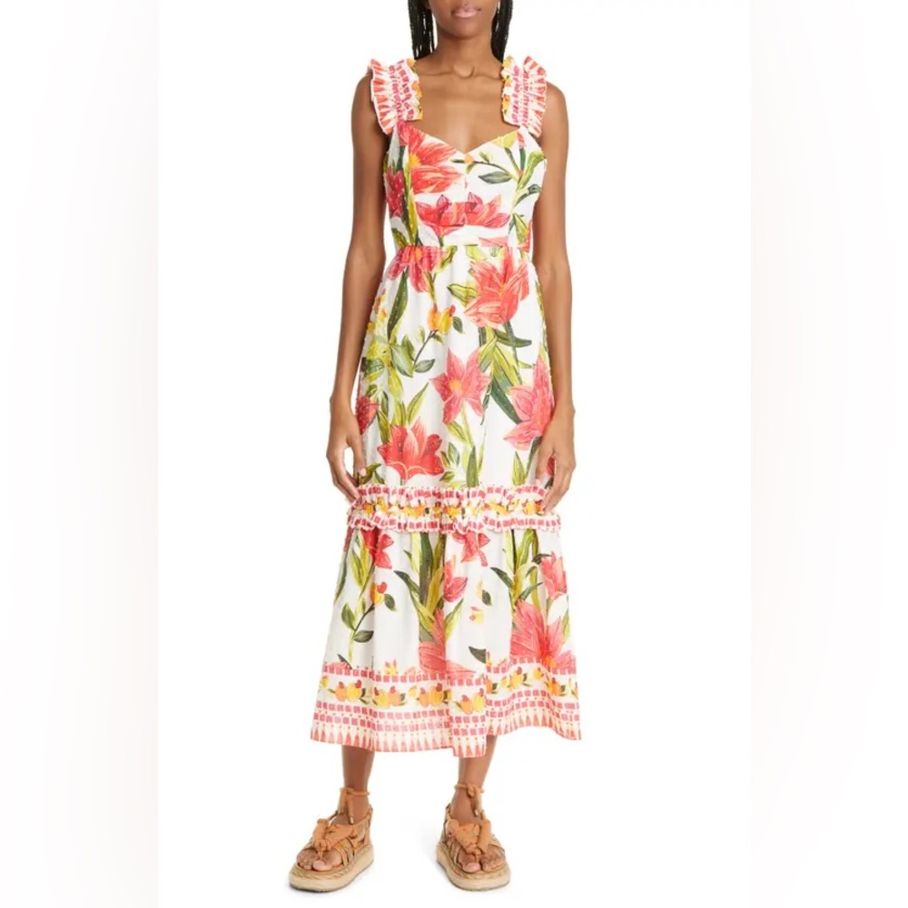 FARM RIO ANTHROPOLOGIE Cashew Garden midi dress